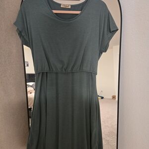 Maternity Nursing Knee Length Simple Green Women's Dress